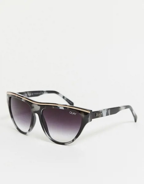 Солнцезащитные очки в черно-белой черепаховой оправе Quay Australia-Черный