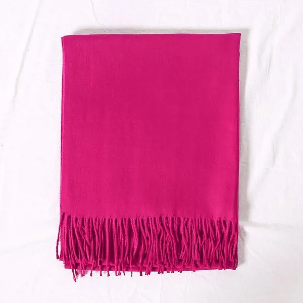 Однотонный шарф с бахромой