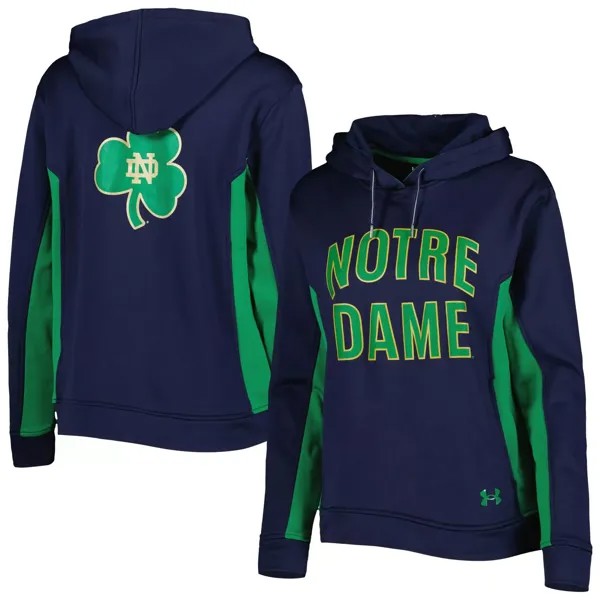 Женский темно-синий пуловер с капюшоном Under Armour Notre Dame Fighting Irish Gameday Tech Under Armour