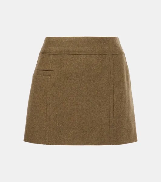 Мини-юбка из шерсти Victoria Beckham, хаки