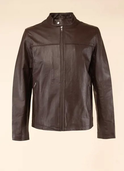 Кожаная куртка мужская Каляев 158984 коричневая 56