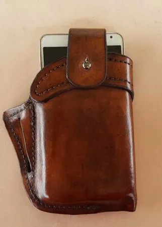 Мужчины Натуральная Кожа 6.3 дюймов EDC Retro Short Cell Phone Чехол Ремень Сумка