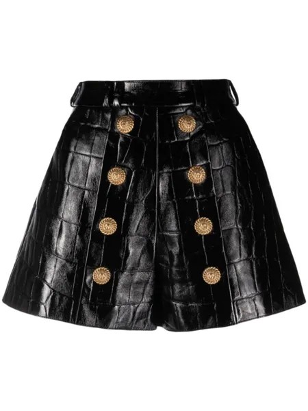 Balmain шорты с тиснеными пуговицами, черный