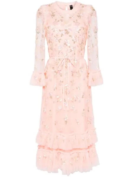 Needle & Thread платье миди Sequin Bloom из тюля, розовый