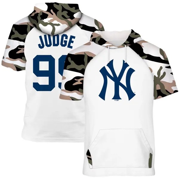 Мужская футболка с капюшоном Aaron Judge белого цвета/камуфляж New York Yankees Player Big & Tall реглан