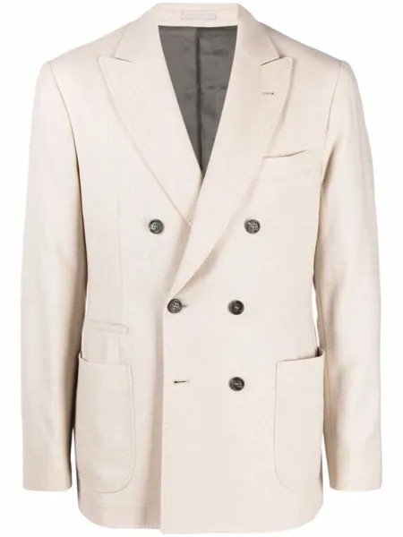 Brunello Cucinelli двубортный пиджак, нейтральный цвет