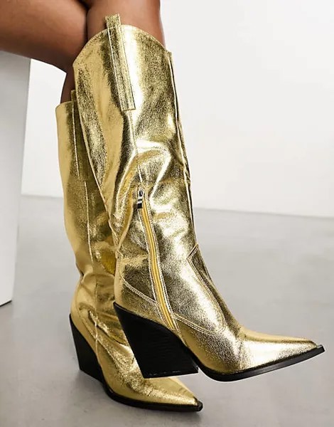 Золотистые ботинки в стиле вестерн Public Desire Navada