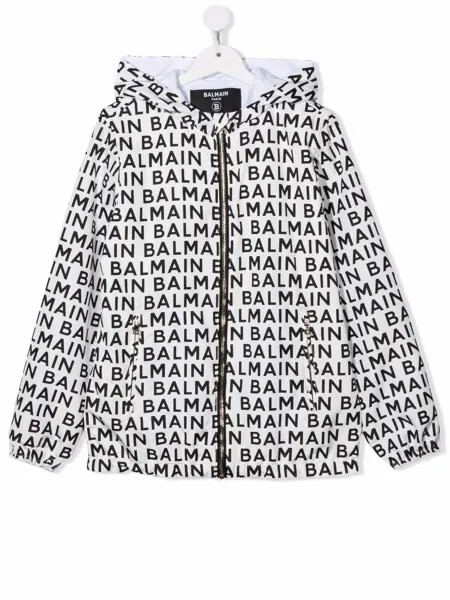 Balmain Kids куртка на молнии с капюшоном и логотипом
