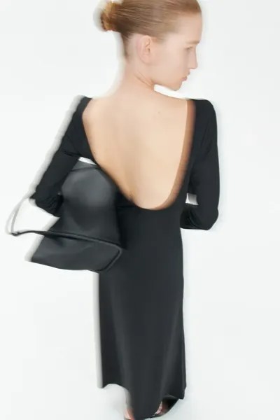 Платье макси с овальным вырезом сзади H&M, черный