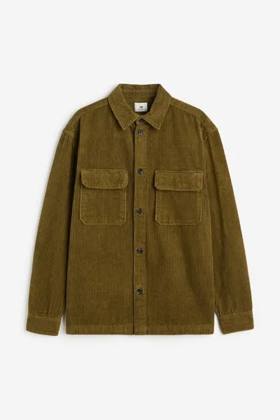 Куртка рубашка H&M Relaxed Fit Corduroy, хаки