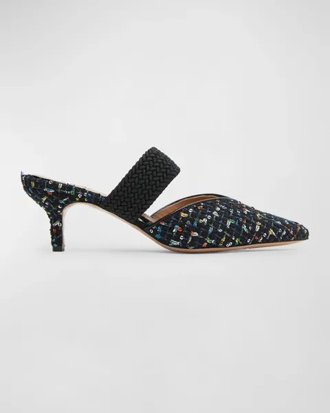 Твидовые мюли Maisie на каблуке-рюмочке Malone Souliers, цвет Black