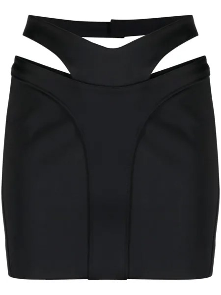 Mugler юбка мини с вырезами, черный