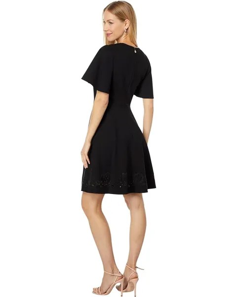 Платье Kate Spade New York Embroidered Cutwork Ponte Dress, черный