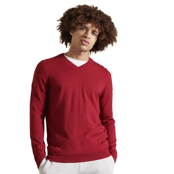 Свитер Superdry Vintage Embroidered Cotton Cash V Neck, красный