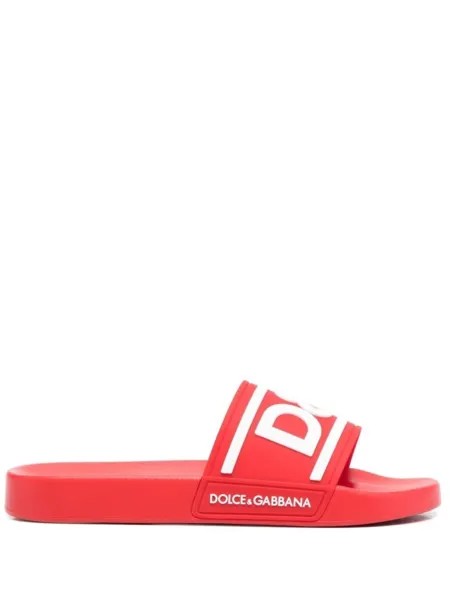 Шлепанцы с логотипом Dolce & Gabbana, красный