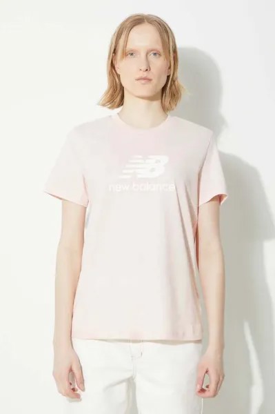 Хлопковая футболка Sport Essentials New Balance, розовый