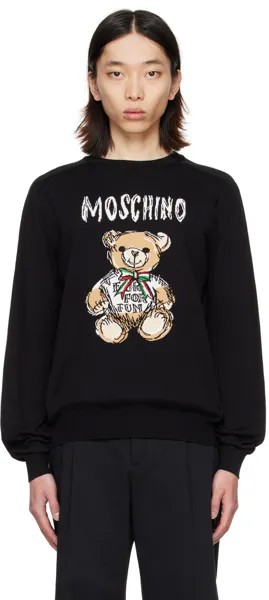 Черный свитер интарсии Moschino, цвет Black
