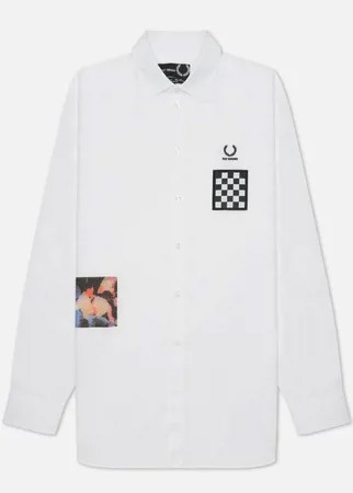 Мужская рубашка Fred Perry x Raf Simons Oversized Printed Patch, цвет белый, размер S