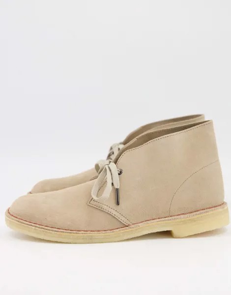 Замшевые ботинки-дезерты кленового бежевого цвета Clarks Orignals-Бежевый