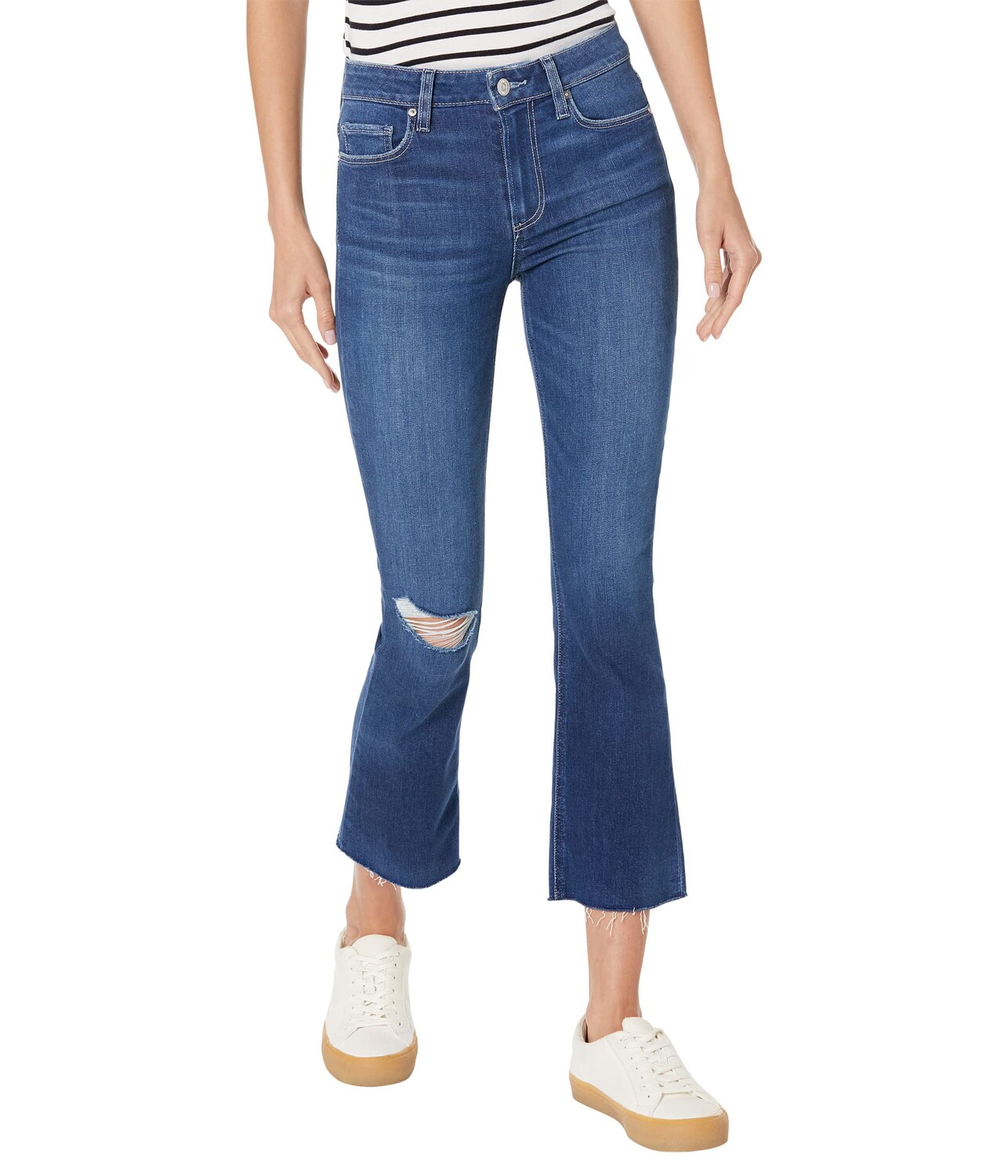 Джинсы Paige, Colette Crop Flare Raw Hem in Hydrangea Destructed