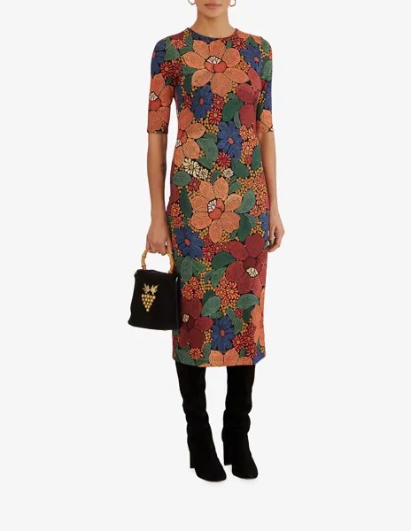 Платье миди с цветочным принтом Farm Rio, разноцветный
