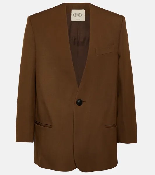 Шерстяной пиджак оверсайз Tod'S, коричневый