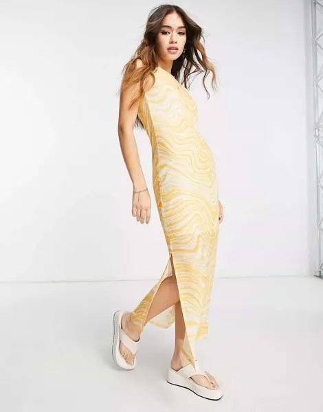Платье миди из джерси с желтым мраморным принтом& Other Stories