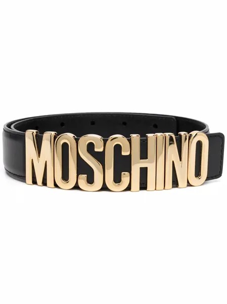 Moschino logo-letter leather belt