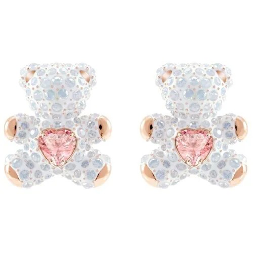 Серьги пусеты SWAROVSKI, кристаллы Swarovski, золотой, розовый, белый