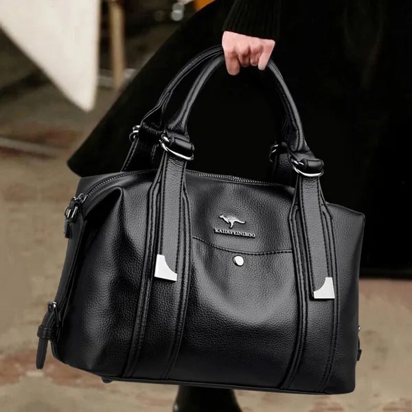 Новая Брендовая женская сумка через плечо из натурального спилка, сумка высокого качества, однотонная кожаная женская сумка-тоут, сумки-мес...