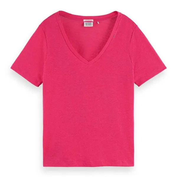 Футболка Scotch & Soda Embroidered Short Sleeve V Neck, розовый