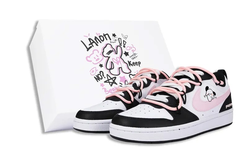 Кроссовки Nike Court Borough Skateboarding Shoes Women's Low-top Pink/Black/White, черный