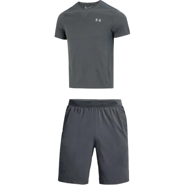 Повседневный спортивный мужской комплект серая футболка + шорты Under Armour, цвет Set (gray T-shirt + shorts)