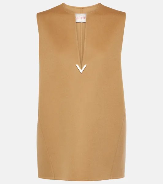 Топ из шерсти и кашемира Valentino, коричневый