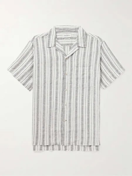 Полосатая льняная рубашка Havana Camp-Collar OLIVER SPENCER, серый
