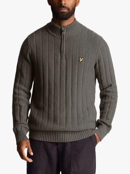 Джемпер с молнией на четверть длины Moss Stitch Lyle & Scott, серый