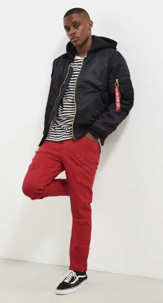 Красные потертые джинсы скинни Urban Outfitters с эффектом потертости, 30 x 30 NWT