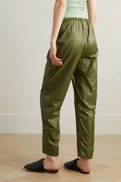 GANNI Зауженные брюки из переработанного рипстопа со вставками, армейский зеленый
