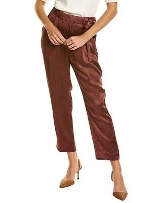 Атласные брюки женские Brunello Cucinelli фиолетовые 42