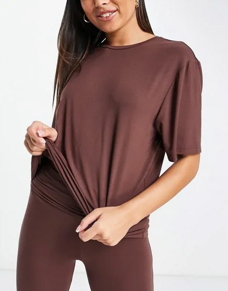 Коричневая пижамная футболка из тонкого модала ASOS DESIGN – Выбирай и Комбинируй-Коричневый цвет