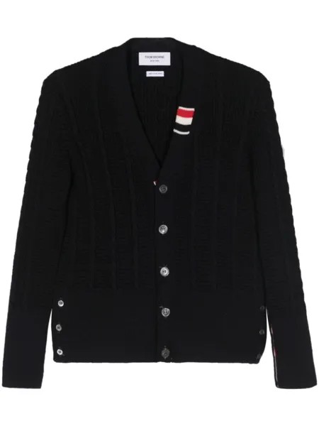 Thom Browne кардиган из вирджинской шерсти фактурной вязки, синий
