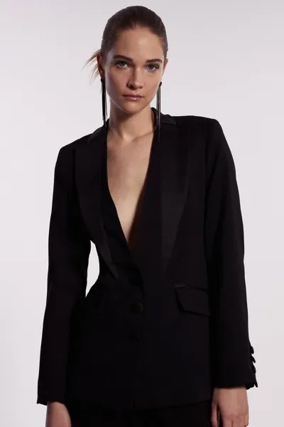 Приталенный пиджак премиум-класса с атласной отделкой Coast, черный