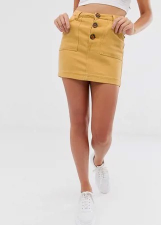 Джинсовая юбка мини горчичного цвета (из комплекта) Missguided-Желтый