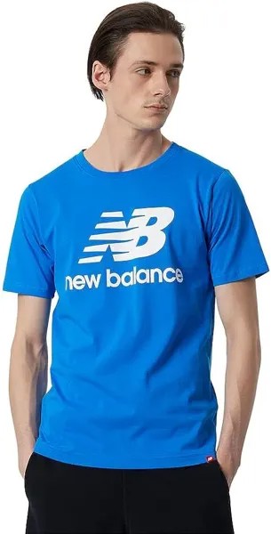 Футболка New Balance Men's Nb Essentials Stacked Logo Short Sleeve, голубой