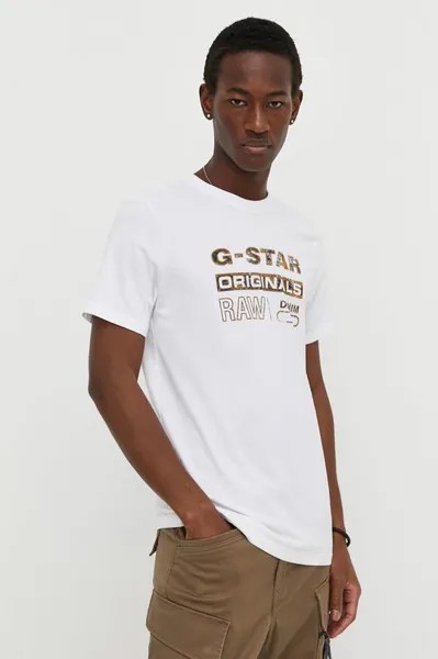 Хлопковая футболка G-Star Raw, белый