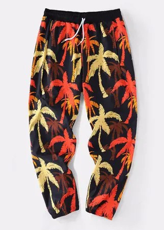 Мужские брюки-джоггеры с принтом пальмы Street Loose Drawstring с манжетами Брюки