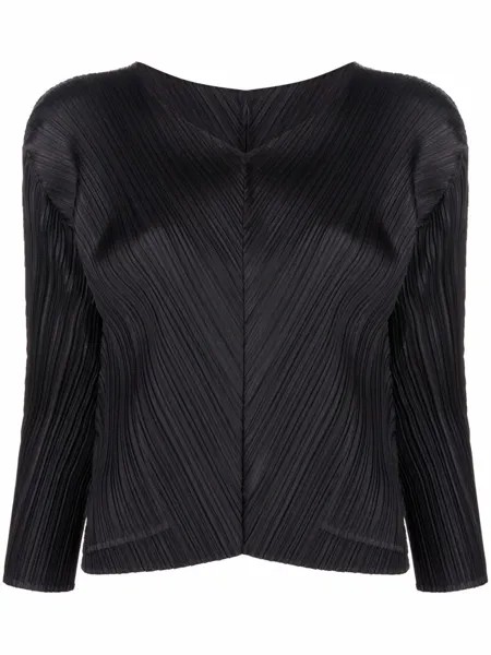 Pleats Please Issey Miyake плиссированная блузка с V-образным вырезом