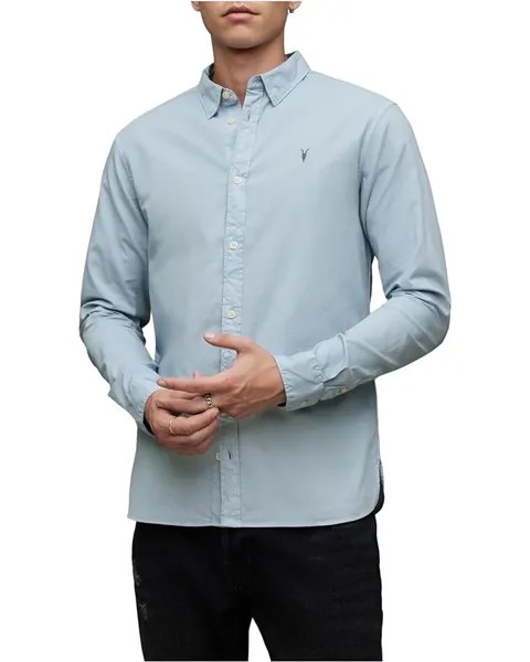 Рубашка AllSaints Hawthorne Long Sleeve, цвет Chilled Blue
