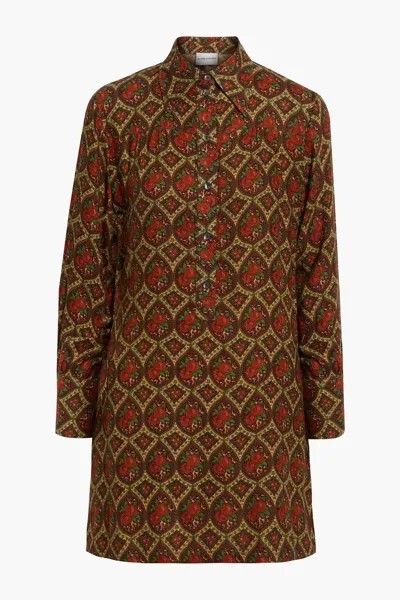 Платье мини из крепа с принтом Monique и сборками ANTIK BATIK, коричневый