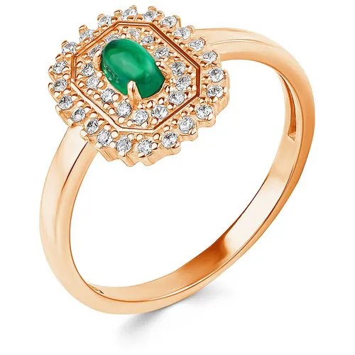 Кольцо Великолепный век Ювелирное изделие кольцо серебро 925 пробы с золочением, натуральным камнем зеленый опал, серебро, 585 проба, золочение, опал, размер 17.5, зеленый